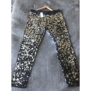 Express Sequin Pants Large Black elastic band